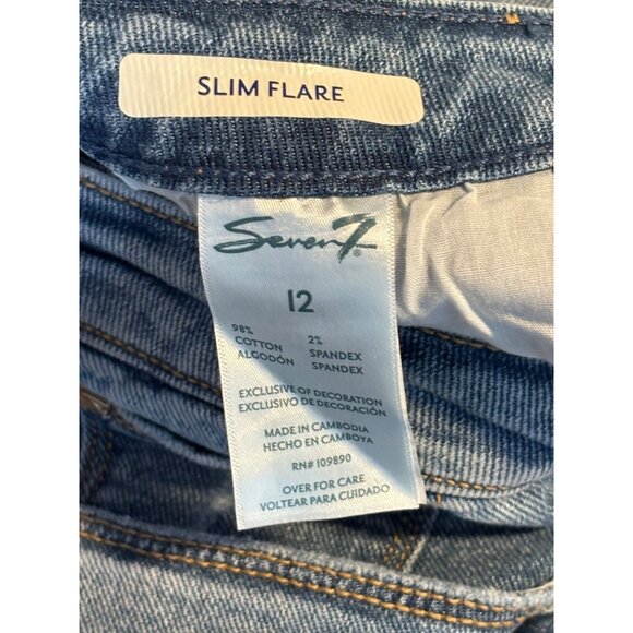 Seven7 Felicity High Rise Slim Flare Jeans Women's 12 Light Wash Stretch Denim - Picture 7 of 13